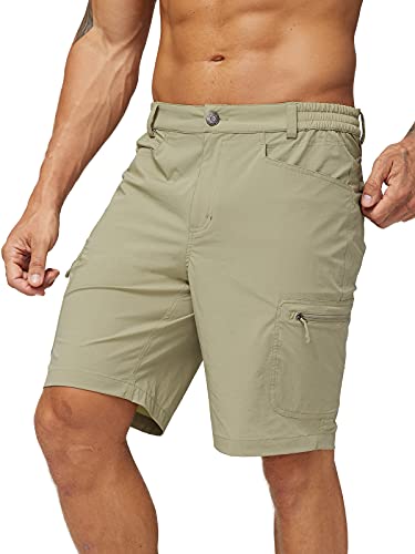 MIER Men’s Quick Dry Hiking Shorts Stretchy Cargo Shorts with 6 Pockets, Water Resistant, 34, Rock Grey