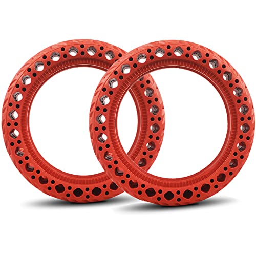 Huizzwy 2 PCS 8.5 Inch Anti-Slip Red Solid Electric Scooter Tire for Xiaomi Mijia M365 Solid Scooter Wheels Front/Rear Rubber Tire Replacement for Gotrax Gxl v2 Tire Replacement