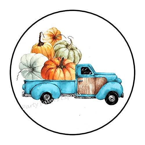 Rustic Truck Fall Pumpkins Envelope Seals Labels 1.5″ Stickers (30)