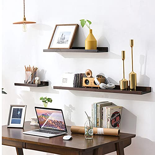 16 inch Wooden Floating Wall Shelf Pictures Frame Photo Ledge Nursery Book Shelves Small Toys Collection Shelf Organizer Wall Shelf for Makeup Plants Home Wall Décor Office Home 1 Pack Retro Black | The Storepaperoomates Retail Market - Fast Affordable Shopping