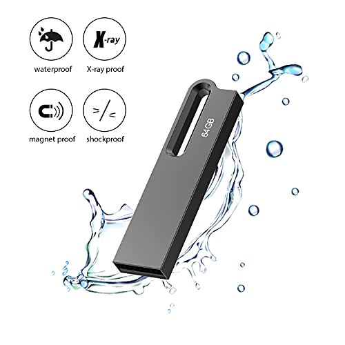Aiibe 64GB Flash Drive 2 Pack Metal USB Drive Thumb Drive 64 GB USB 2.0 Memory Stick Waterproof USB Flash Drive Portable Jump Drive Zip Drives with Keychain (64G, 2 Colors: Black Silver) | The Storepaperoomates Retail Market - Fast Affordable Shopping