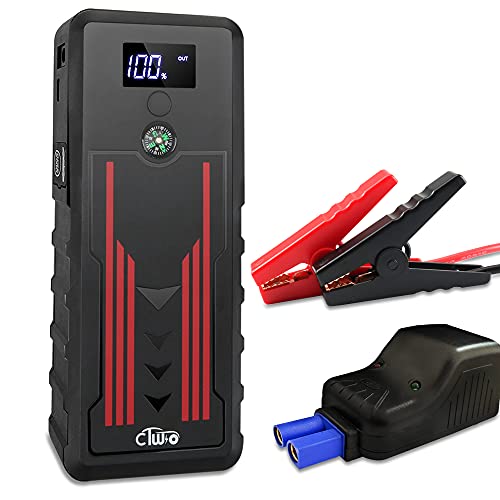 Battery Jump Starter for Car, CTWJO 12V 800A Portable Jump Starter Booster with USB-C Smart Port, Compass, LCD Screen, LED Light, Travel Case (Up to 7.2L Gasoline 5.5L Diesel Engines)