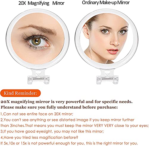 20X Magnifying Mirror, 6 Inch, Two Sided Hand Mirror, 20X/1X Magnification, Folding Makeup Mirror with Handheld/Stand, Use for Makeup Application, Tweezing, and Blackhead/Blemish Removal. | The Storepaperoomates Retail Market - Fast Affordable Shopping