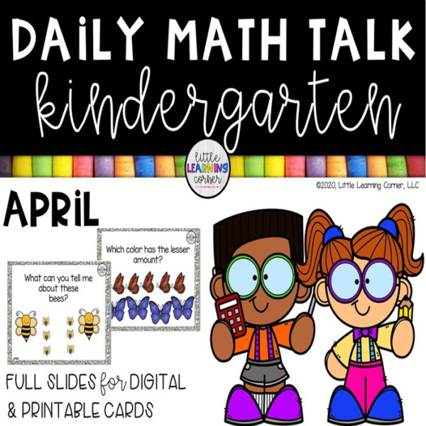 April Kindergarten Math Talks Digital and Printable