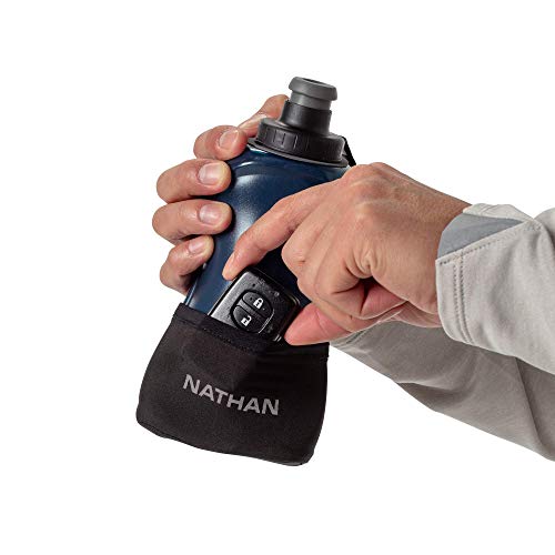 Nathan Running Handheld Quick Squeeze. No-Grip Adjustable Hand Strap. 12oz / 18oz / Insulated. Reflective Hydration Water Bottle. (18oz, Black / Blue) | The Storepaperoomates Retail Market - Fast Affordable Shopping
