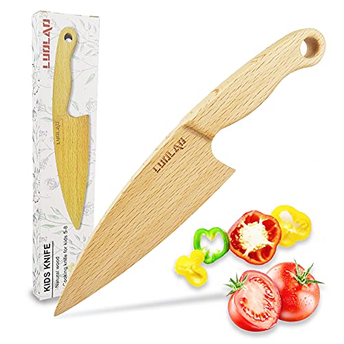 LUOLAO Wooden Kids Knife for Cooking, Montessori Toddler Knife, Kids Junior Cooking Utensils Ages 5-8, Kids Kitchen Tool for Real Cooking