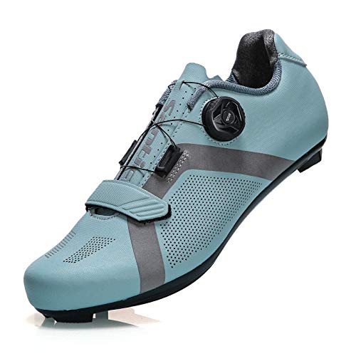 Santic Unisex Cycling Shoes Bike Shoes Indoor Cycling Shoe Suitable for Look Delta & Peleton Grey-a