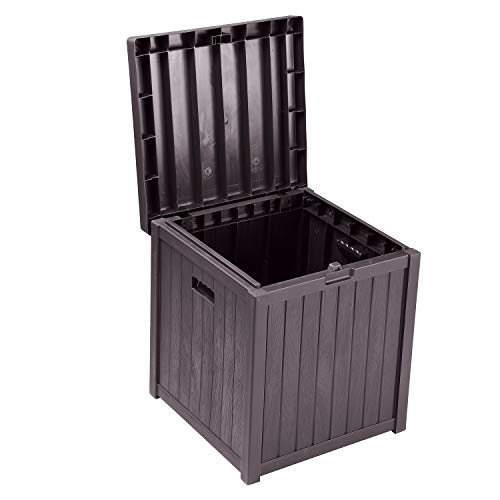 51 Gallon Deck Box, OVASTLKUY Lightweight Resin Indoor/Outdoor Storage Container Coffee