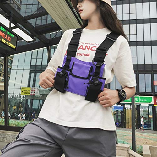 Tactical Tool Vest CZDLDNXS Men Women Chest Rig Bag Multi-Pocket Vest Hip Hop Chest Pack Functional Tactical Harness for Men (Purple) | The Storepaperoomates Retail Market - Fast Affordable Shopping