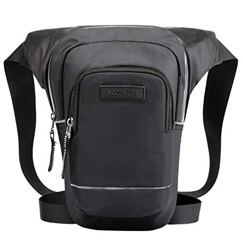 Hebetag Nylon Drop Leg Bag Waist Pack for Men Women Motorcycle Bike Riding Cycling Fanny Pack Travel Outdoor Hiking Tactical Sling Crossbody Shoulder Pouch Daypack Black