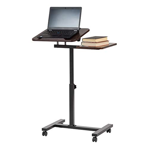 IRIS USA LTC-2 Rolling Workstation Table and Podium, Double, Brownt, 596663