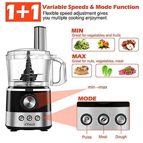 KTMAII Food Processor, Food Chopper with 7-Cup Mixing Bowl, Machine Blades, Dough Blade, 3 Cutting Blades and 1 Disc, 650 Watts Base, Safety Interlocking Design | The Storepaperoomates Retail Market - Fast Affordable Shopping