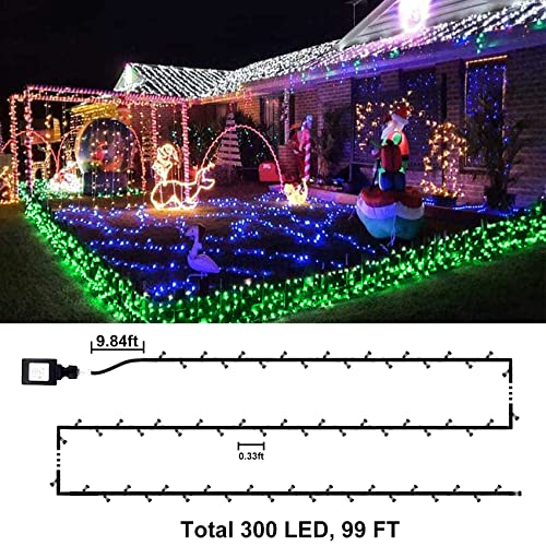 Hezbjiti Christmas Lights Color Changing Indoor String Lights 11 Modes 300LED 99ft LED Fairy Lights with Remote for Xmas Party Tree Yard Porch Garden Wedding Blue to Green | The Storepaperoomates Retail Market - Fast Affordable Shopping