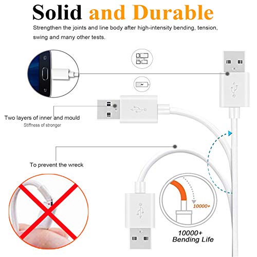 KAHEAUM 10FT Long Android Charger Cable Fast Charge,USB to Micro USB Cable White,Micro USB 2.0 Cable USB Micro Cable for Samsung Charger Cord Tablet Galaxy 7 S7 Edge LG Phone,Charging Wire for Kindle | The Storepaperoomates Retail Market - Fast Affordable Shopping