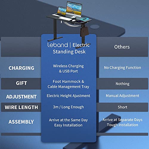 COMHOMA Standing Desk 48 x 24 Inches Height Adjustable Desk with Wireless Charging and USB Charging Ports (Brown) | The Storepaperoomates Retail Market - Fast Affordable Shopping