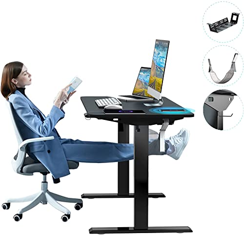 COMHOMA Standing Desk 48 x 24 Inches Height Adjustable Desk with Wireless Charging and USB Charging Ports (Brown) | The Storepaperoomates Retail Market - Fast Affordable Shopping