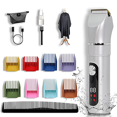 Professional Hair Clippers for Men Kids Family Waterproof Hair Trimmer Cordless Rechargeable Led Display Hair Cutting Rechargeable Electric Hair Trimmer