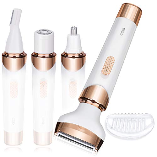 MHSY Electric Razor for Women, Painless 4 in 1 Womens Shaver for Pubic Hair Wet & Dry Bikini Trimmer Rechargeable Cordless Hair Remover for Eyebrow, Nose, Face, Legs and Underarms | The Storepaperoomates Retail Market - Fast Affordable Shopping