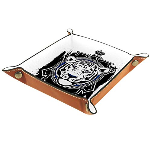 NDKMEHFOJ Black King Tiger Office Desk Organizer Storage Box Leather Tray Holder Desktop Stationery Catchall Multi-Functional PU Leather for Wallets Keys Coins Cell Phones and Office Equipment | The Storepaperoomates Retail Market - Fast Affordable Shopping
