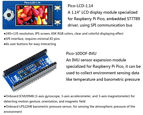 Raspberry Pi Pico Evaluation Kit Package B Includes Pico with Pre-soldered Header + 1.14inch Color LCD + 10DOF IMU Sensor + GPIO Expander + Breadboard | The Storepaperoomates Retail Market - Fast Affordable Shopping