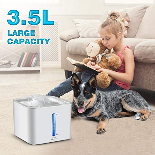 ANPETBEST Water Fountain for Cats and Dogs, 3.5L Large Automatic Pet Water Fountain Drinking Ultra Quiet Dog Water Dispenser with LED Light and Filter for Multiple Pets, Power Adapter NOT Included | The Storepaperoomates Retail Market - Fast Affordable Shopping