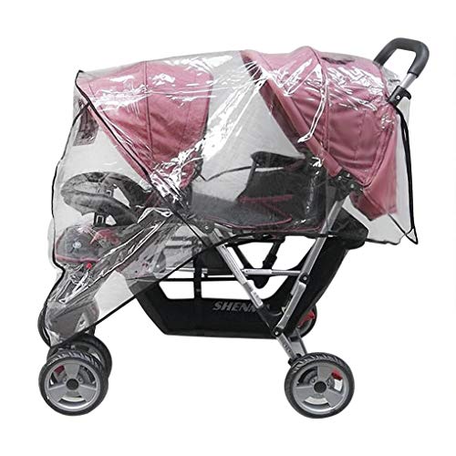 Universal Stroller Raincovers for Twins Baby Stroller Pushchair Waterproof Buggy Pram Raincoat Wind Dust Rain Covers PVC Double Carrycots Weather Shield Protector (Tandem Twin Buggy Rain Cover)