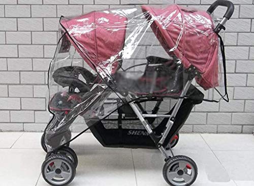 Universal Stroller Raincovers for Twins Baby Stroller Pushchair Waterproof Buggy Pram Raincoat Wind Dust Rain Covers PVC Double Carrycots Weather Shield Protector (Tandem Twin Buggy Rain Cover) | The Storepaperoomates Retail Market - Fast Affordable Shopping