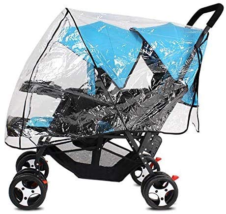 Universal Stroller Raincovers for Twins Baby Stroller Pushchair Waterproof Buggy Pram Raincoat Wind Dust Rain Covers PVC Double Carrycots Weather Shield Protector (Tandem Twin Buggy Rain Cover) | The Storepaperoomates Retail Market - Fast Affordable Shopping