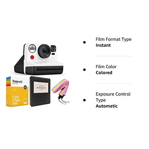 Polaroid Now i-Type Instant Camera – Black & White + Polaroid Color i-Type Film (16 Sheets) + Black Album + Neck Strap – Gift Bundle | The Storepaperoomates Retail Market - Fast Affordable Shopping