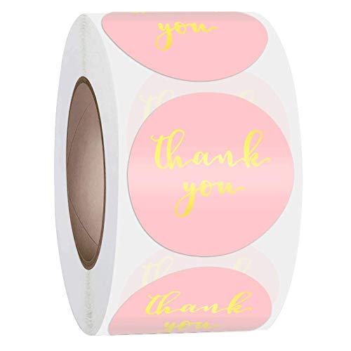 Thank You Stickers Roll, Business Stickers, Envelopes Stickers, Packaging Bags Stickers, Boxes Stickers, Gifts for Sealing and Decoration Stickers, 500 Labels Per Roll (Pink+Gold) | The Storepaperoomates Retail Market - Fast Affordable Shopping