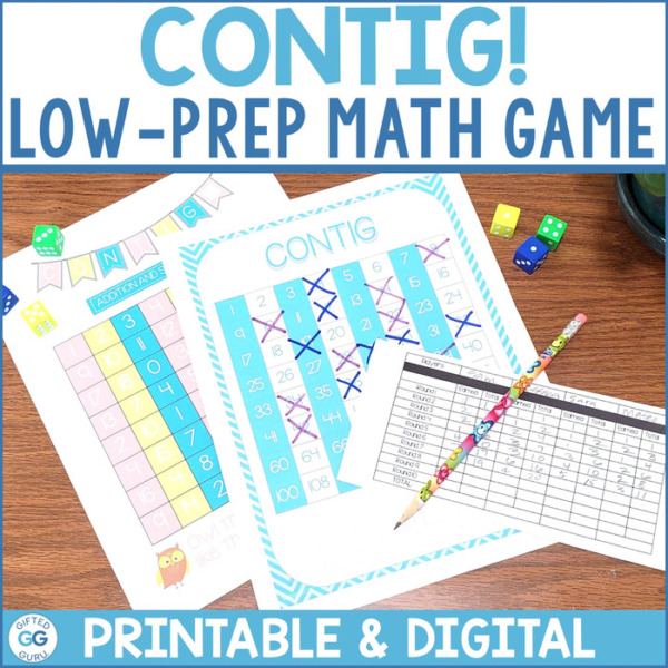 Math Game! CONTIG Low-Prep Math Game with Dice for Math Facts Practice