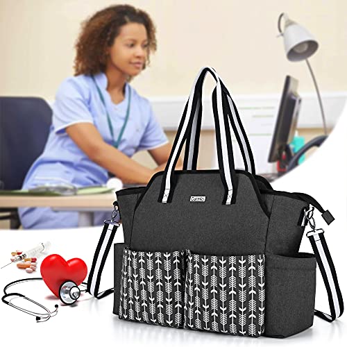 CURMIO Home Health Nurse Bag, Portable Medical Supplies Bag with Shoulder Strap for Home Visits, Clinical Study, Health Care, Black with Arrow(Bag Only, Patented Design) | The Storepaperoomates Retail Market - Fast Affordable Shopping