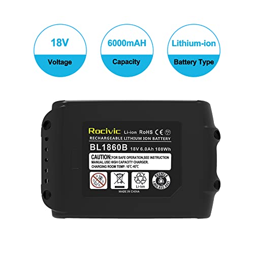 Rocivic Replace for Makita 18V Lithium-Ion 6.0Ah Battery 2 Packs, Compatible with Makita BL1820B BL1830B BL1840B BL1850B BL1860B Cordless Power Tools, with LED Indicator | The Storepaperoomates Retail Market - Fast Affordable Shopping