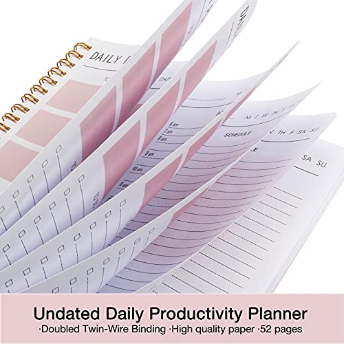 KAICN Daily Planner – Hourly Schedules Agenda Appointment Planner Undated with to-Do List, Meals, Notes 10″×7.3″, Flexible PVC Hard Cover, Twin-Wire Binding | The Storepaperoomates Retail Market - Fast Affordable Shopping