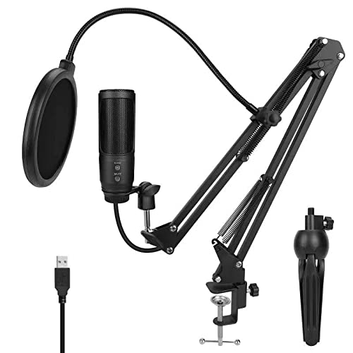 USB Podcast Gaming Mic for Computer, Recording Microphone Kit with Noise Cancelling for Skype Meeting YouTube Music Streaming, Mute Button, Adjustable Metal Arm Stand | The Storepaperoomates Retail Market - Fast Affordable Shopping