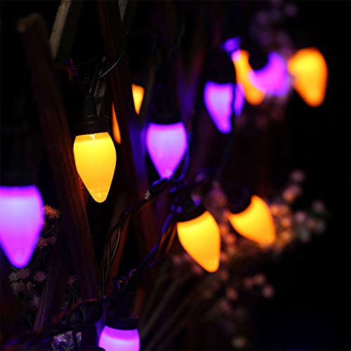 RECESKY C7 Halloween String Lights – 50 LED 24Ft Smooth Bulb Orange Purple Light with 30v Plug in – Extendable 8 Modes Fairy Halloween Lighting for Outdoor Garden Yard Home Halloween Party Decorations | The Storepaperoomates Retail Market - Fast Affordable Shopping