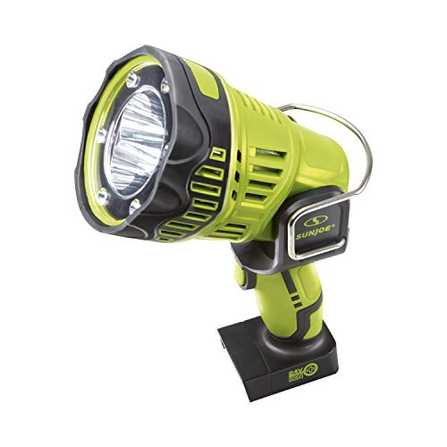 Sun Joe 24V-1500FL-CT 24V iON+ Cordless 1500-Max Lumen LED Handheld Flashlight/Spotlight/Floodlight, 700-Yard Illumination, 90-Degree Pivot Head, Belt Hook, Tool Only, Green