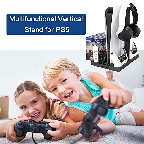 Stand Hook Organizer for Your Video Game Accessories, 2 in 1 Vertical Stand,PS5 Digital Edition/Optical Drive Edition Host Universal Multifunctional Dock with Earphone Holder and Cooling Fan Base | The Storepaperoomates Retail Market - Fast Affordable Shopping