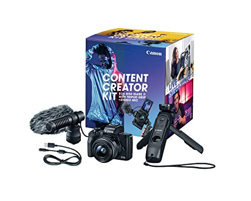 Canon EOS M50 Mark II Content Creator Kit, Mirrorless 4K Vlogging Camera Kit Includes EF-M 15-45mm Lens, Tripod Grip, Stereo Microphone | The Storepaperoomates Retail Market - Fast Affordable Shopping