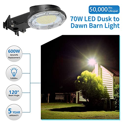New Fi LED Barn Light 70W, Dusk to Dawn Yard Light with Photocell, 9800lm 5000K Daylight LED Outdoor Security Area Light Replace 450W MH Bulb for Farm/Porch/Street Light Flood Lights | The Storepaperoomates Retail Market - Fast Affordable Shopping