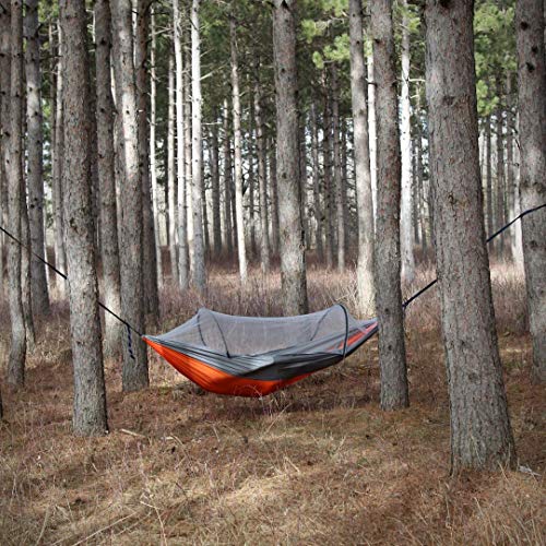 Rec IT Adventures Hammock Camping Double & Single with Tree Straps, Indoor Outdoor Backpacking Survival & Portable (Orange/Gray) | The Storepaperoomates Retail Market - Fast Affordable Shopping