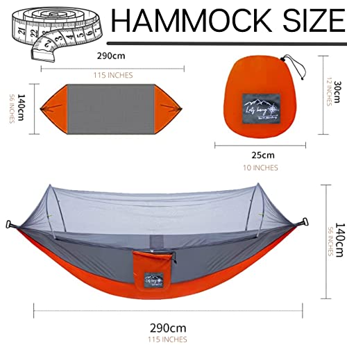 Rec IT Adventures Hammock Camping Double & Single with Tree Straps, Indoor Outdoor Backpacking Survival & Portable (Orange/Gray) | The Storepaperoomates Retail Market - Fast Affordable Shopping