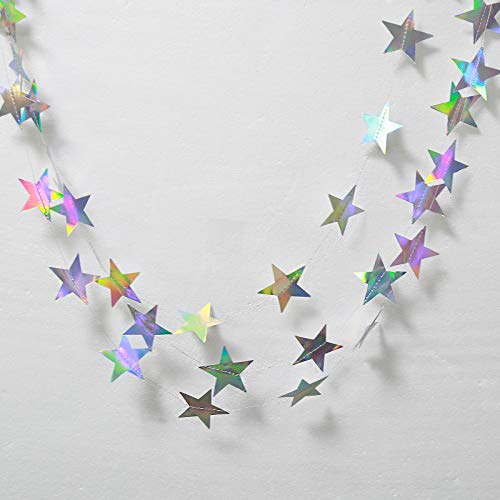 Iridescent Twinkle Little Star Moon Garlands Holographic Euphoria Party Decorations Hanging Stars Streamer Backdrop Crescent Garlands EID Ramadan Bachelorette Wedding Birthday Party Supplies | The Storepaperoomates Retail Market - Fast Affordable Shopping