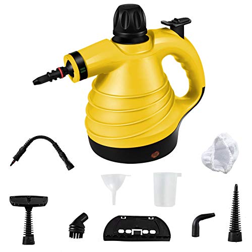 Goplus Multipurpose Steam Cleaner, Handheld Pressurized Steam Cleaner with 9-Piece Accessory Set, Portable Steam Cleaner for Kitchen, Bathroom, Windows, Auto, Floors, More (Yellow) | The Storepaperoomates Retail Market - Fast Affordable Shopping