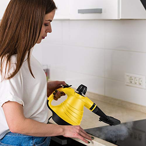 Goplus Multipurpose Steam Cleaner, Handheld Pressurized Steam Cleaner with 9-Piece Accessory Set, Portable Steam Cleaner for Kitchen, Bathroom, Windows, Auto, Floors, More (Yellow) | The Storepaperoomates Retail Market - Fast Affordable Shopping