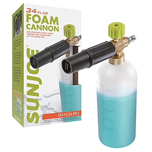 Sun Joe SPX-FC34-PRO Foam Cannon for SPX Series Electric Pressure Washers, 34 Oz, 1/4″ Quick Connector, Adjustable Spray Nozzle, White | The Storepaperoomates Retail Market - Fast Affordable Shopping