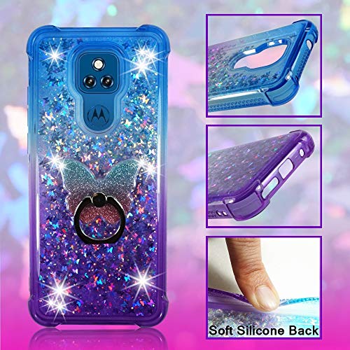 ZASE Moto G Play 2021 Liquid Glitter Sparkle Bling Cute Girls Phone Case Design for Motorola G Play 2021 6.5-inch Floating 3D Butterflies Waterfall Quicksand w/Phone Ring Holder (Gradient Blue Purple) | The Storepaperoomates Retail Market - Fast Affordable Shopping