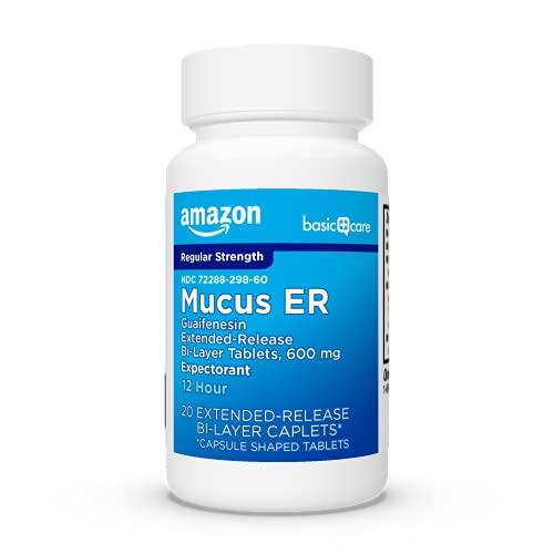Amazon Basic Care Guaifenesin Cough and Mucus Relief Extended-Release Tablets, 600 mg, 12 Hour Expectorant, 20 Count | The Storepaperoomates Retail Market - Fast Affordable Shopping