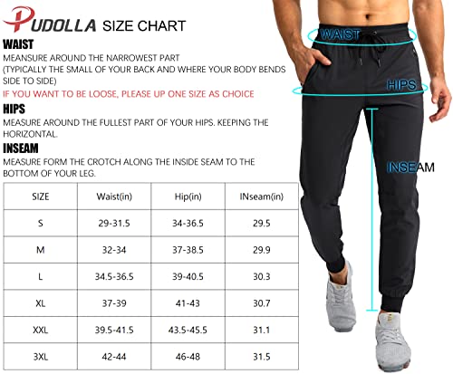 Pudolla Men’s Lightweight Jogger Pants Workout Running Tapered Joggers for Men with Zipper Pockets for Athletic Travel Casual(Dark Grey Large) | The Storepaperoomates Retail Market - Fast Affordable Shopping