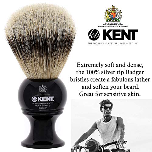 Kent BLK4 Shaving Brush, Handcrafted Silver Tip Badger Bristle and Black Base Shave Brush, for Shave Cream and Shaving Soap for a Perfect Lather, Kent Luxury Shaving Since 1777. Made in England | The Storepaperoomates Retail Market - Fast Affordable Shopping